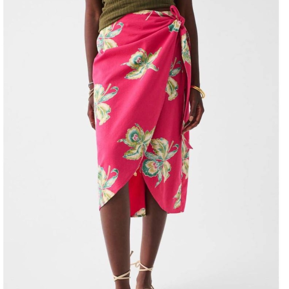 FAHERTY pacifica seersucker wrap skirt in orchid blossom XS